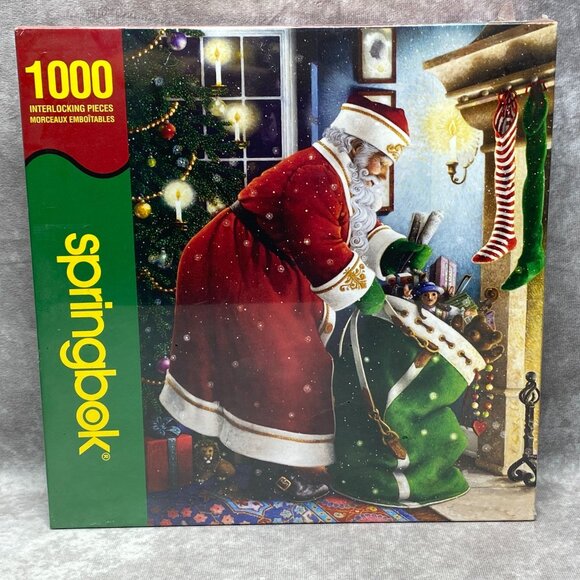 Santas Delivery Springbok 1000 Piece Puzzle Christmas Scene USA Made 2008 - Picture 1 of 6